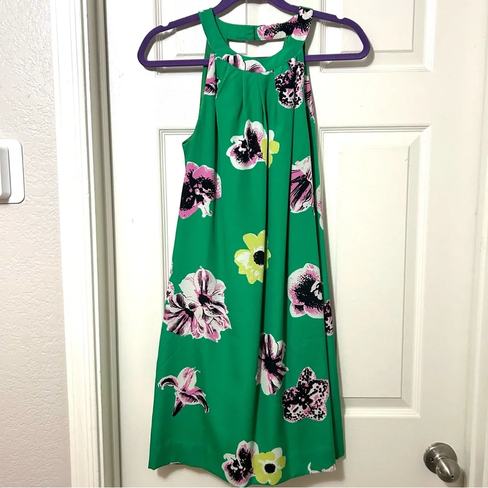J. CREW GREEN FLORAL MINI DRESS Size 4 - Picture 2 of 11